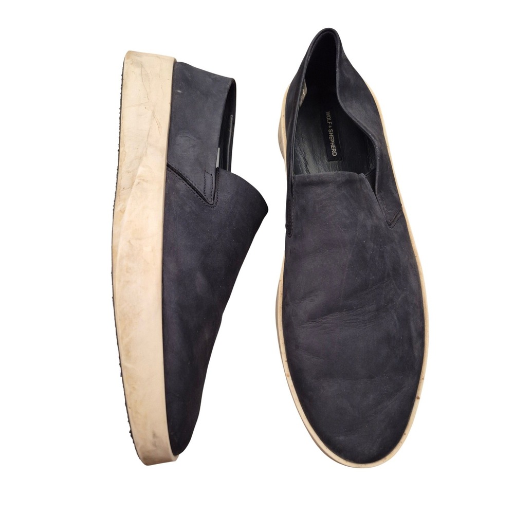 Wolf & Shepherd Cruise Slip-On Navy Blue‎ Leather Loafers Mens Shoes 46 / 13 US